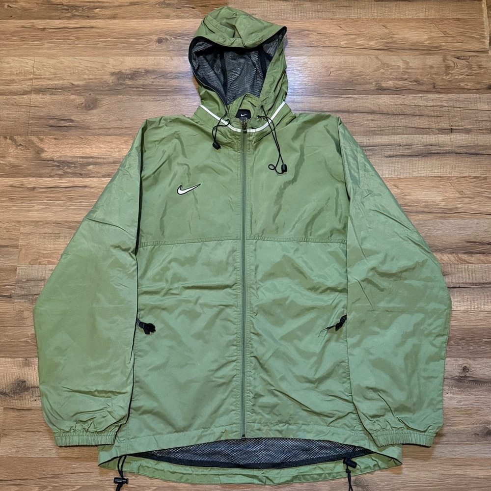 90s Nike Team Solo Swoosh Zip Up Hoodie Windbreaker Jacket - Picture 1 of 7